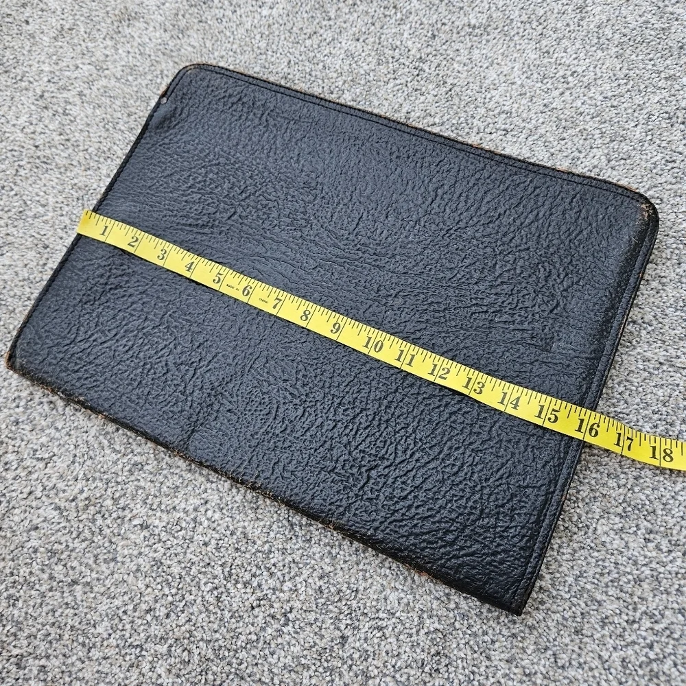 Vintage Black Leather Portfolio Folder Zip Around Document Holder Talon Zipper